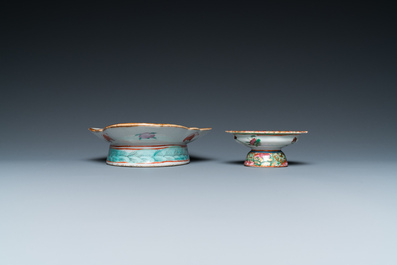 Four Chinese famille rose dishes and two bowls, 19/20th C.