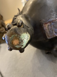 A Chinese bronze tripod 'taotie' censer, Ming