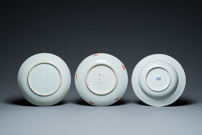 Four Chinese famille rose dishes and two bowls, 19/20th C.
