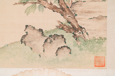 Qiu Jin 秋瑾 (1875-1907): &lsquo;Peonies&rsquo;, ink and colour on silk