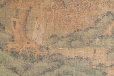 Du Qiong 杜瓊 (1396-1474): 'Mountainous landscape with pines', ink and colour on silk, dated July 1440