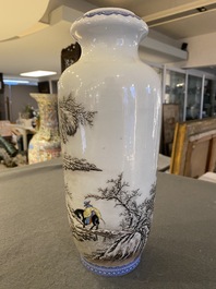 Een Chinese polychrome 'winterlandschap' vaas, gesigneerd He Xuren 何許人, gedateerd 1934