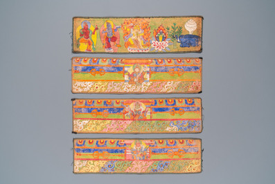 Neuf peintures votives sur coton, Tibet, 19&egrave;me