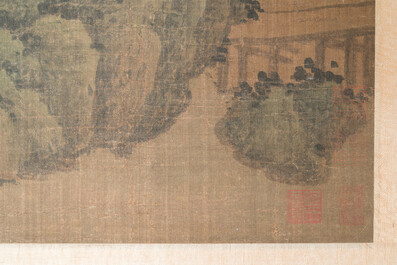 Du Qiong 杜瓊 (1396-1474): 'Mountainous landscape with pines', ink and colour on silk, dated July 1440