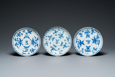 Ten Chinese blue and white dishes and plates, Kangxi and later