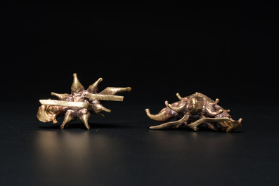 A pair of Vietnamese Champa culture gold ear pendants, 9/12th C.