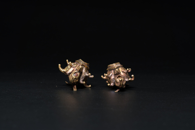 A pair of Vietnamese Champa culture gold ear pendants, 9/12th C.