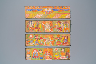 Neuf peintures votives sur coton, Tibet, 19&egrave;me