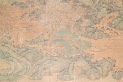 Du Qiong 杜瓊 (1396-1474): 'Mountainous landscape with pines', ink and colour on silk, dated July 1440