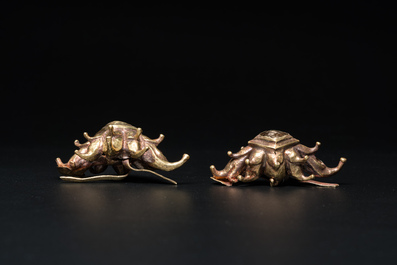 A pair of Vietnamese Champa culture gold ear pendants, 9/12th C.