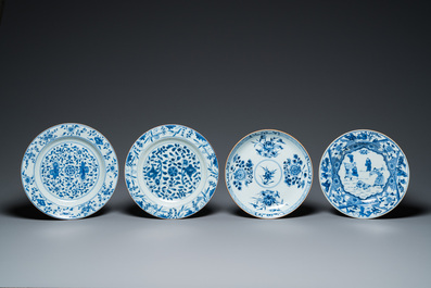 Ten Chinese blue and white dishes and plates, Kangxi and later