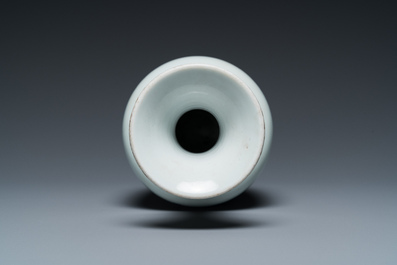 A Chinese blue and white 'monk and poem' vase, Kangxi