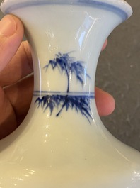 A Chinese blue and white 'monk and poem' vase, Kangxi