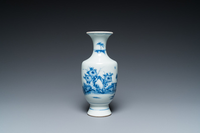 A Chinese blue and white 'monk and poem' vase, Kangxi
