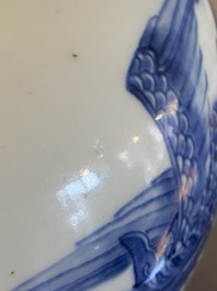 Een Chinese blauw-witte 'kylin' pot, Shunzhi