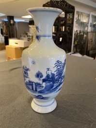 A Chinese blue and white 'monk and poem' vase, Kangxi