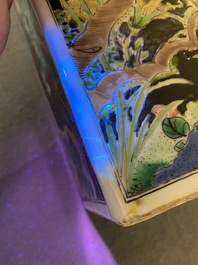 A square Chinese famille noire vase, Kangxi
