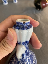 A Chinese blue and white Ming-style vase with floral design, probably Qianlong