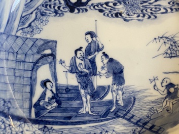 A Chinese blue and white 'river scene' plate, Yongzheng
