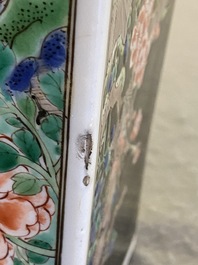 A square Chinese famille noire vase, Kangxi