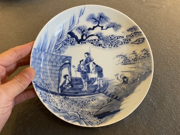 A Chinese blue and white 'river scene' plate, Yongzheng