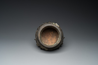 A Chinese bronze tripod 'taotie' censer, Ming