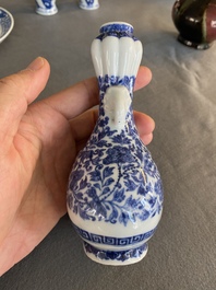 A Chinese blue and white Ming-style vase with floral design, probably Qianlong