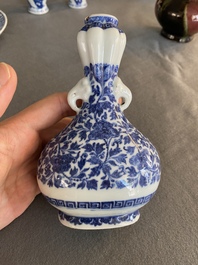 A Chinese blue and white Ming-style vase with floral design, probably Qianlong