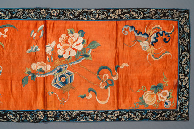 Three Chinese silk embroideries, 19/20th C.