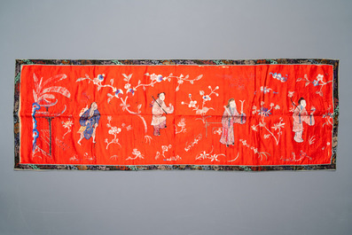 Three Chinese silk embroideries, 19/20th C.