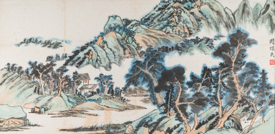 Zhou Huimin 周懷民 (1906-1996): 'Mountainous landscape with pines', ink and colour on paper