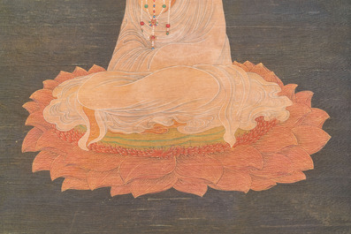 Chinese school: 'Bodhisattva', ink and colour on silk, Qing