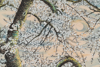 Tao Lengyue 陶冷月 (1895-1985): 'Plum tree under the moonlight night', ink and colour on paper