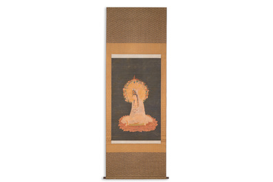 Chinese school: 'Bodhisattva', ink and colour on silk, Qing