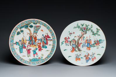 Twee Chinese famille rose schotels, 19e eeuw