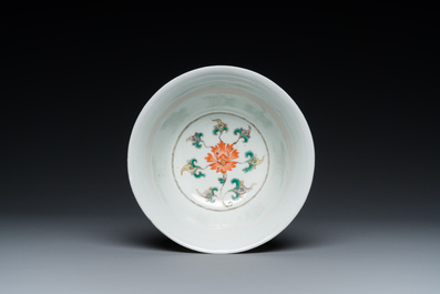 A Chinese famille verte 'lotus' bowl, Kangxi