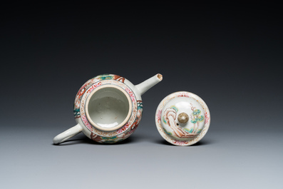 A rare Chinese famille rose 'Adam and Eve' teapot and cover, Qianlong
