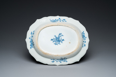 A large Chinese blue and white 'Xi Xiang Ji' tureen and cover on stand, Qianlong