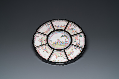 Service &agrave; mendiants en &eacute;maux de Canton &agrave; onze pi&egrave;ces, Chine, Qianlong