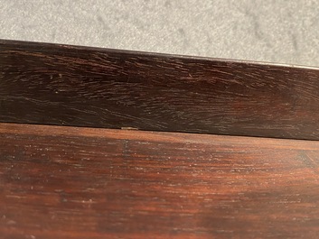 A Chinese partly zitan wood 'Five bats and Shou' box and cover, Qing