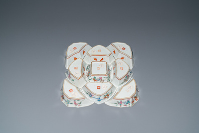 Service &agrave; mendiants en porcelaine de Chine famille rose, 19&egrave;me