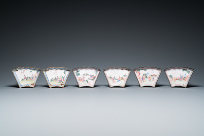 Service &agrave; mendiants en &eacute;maux de Canton &agrave; onze pi&egrave;ces, Chine, Qianlong