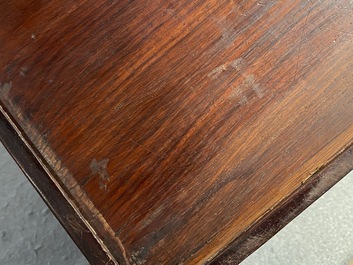 A Chinese partly zitan wood 'Five bats and Shou' box and cover, Qing