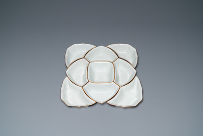 Service &agrave; mendiants en porcelaine de Chine famille rose, 19&egrave;me