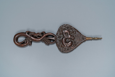 A Vietnamese wooden bellows, 19th C.