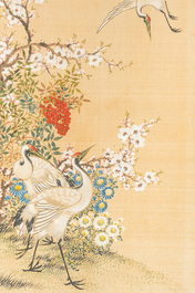Wang Chengxun 王承勳 (19/20th C.): 'Birds and flower vases', ink and colour on silk, Republic
