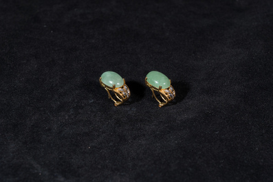 Collection de bijoux en or mont&eacute; de jade, Chine, 20&egrave;me