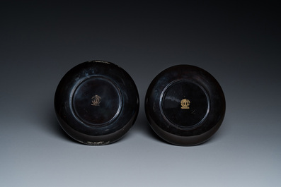 Cinq bols et une paire de lave-pinceaux en laque de Fuzhou ou Foochow, Shen Shao An et Hip Sang, R&eacute;publique