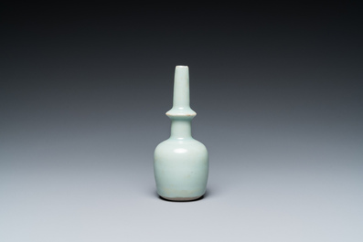 A Chinese celadon-glazed miniature 'kundika' vase, Song/Yuan
