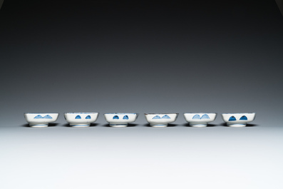 A Japanese blue and white Arita nine-piece sweetmeat set in its original lacquer box, Edo, 17/18th C.